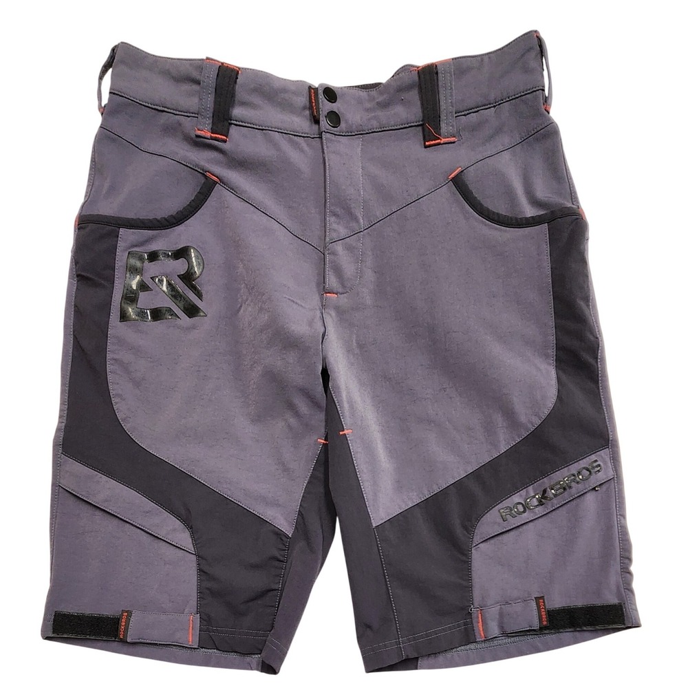 Rockbros MTB Cycling Shorts Mens XL Gray Black Pockets Hiking Gorpcore Stretch